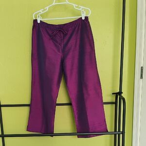 Nally & Millie Rich Shantung Silk Capri Pants